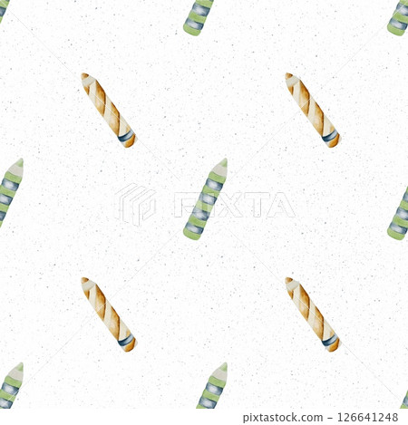 Colorful watercolor crayon pattern for school supplies packaging and wrapping 126641248