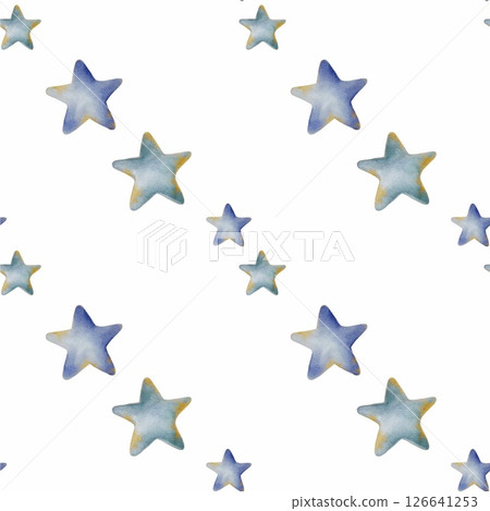 Unique watercolor star pattern for creative school supplies and packaging design 126641253