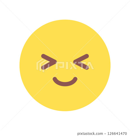 閉著眼睛的笑臉表情符號 - 簡單可愛的臉部設計素材 閉著眼睛的笑臉表情符號 - 簡單可愛的臉部設計素材 126641470