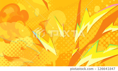 Lightning effect and halftone background illustration_16:9 Lightning effect and halftone background illustration_16:9 126641847