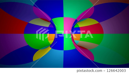 Vector colorful striped pattern that creates a 3D optical illusion with curved and distorted lines. This abstract design is perfect for modern art, visual effects or unique creative projects. Vector colorful striped pattern that creates a 3D optical illusion with curved and distorted lines. This abstract design is perfect for modern art, visual effects or unique creative projects. 126642003