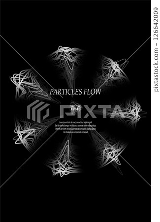 sound waves from particles on a black background. Contrast emphasizes the difference in structure. Abstract style, sound design, data visualization. sound waves from particles on a black background. Contrast emphasizes the difference in structure. Abstract style, sound design, data visualization. 126642009