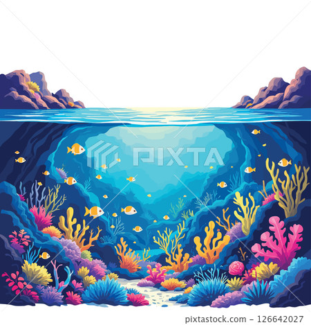 Vsai colorful coral reef teems with fish and marine life in vibrant underwater scene 126642027