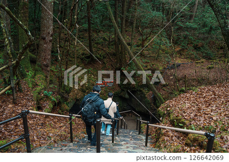 Fugaku Wind Cave Entrance in Aokigahara Forest Fugaku Wind Cave Entrance in Aokigahara Forest 126642069