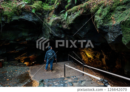 Fugaku Wind Cave Entrance in Aokigahara Forest 126642070