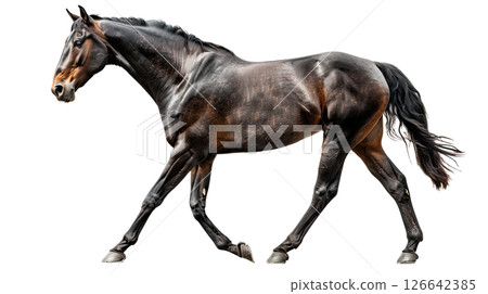 black Horse standing on white 126642385