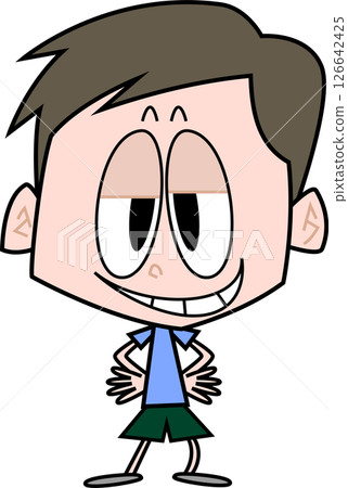 一名男子雙手叉腰,笑容滿面 一名男子雙手叉腰,笑容滿面 126642425