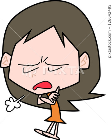 A woman sighing with a dissatisfied look 126642495