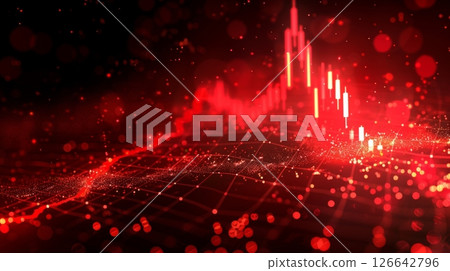 Red Stock Market Crash Chart, Symbolizing Financial Loss and Economic Downturn on World Map 126642796