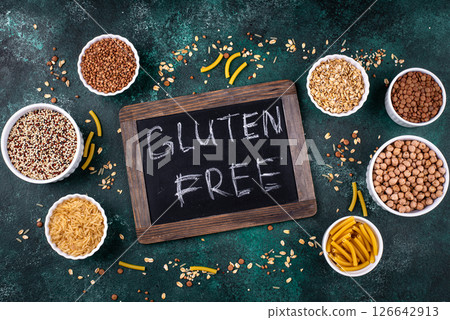 Various gluten free cereals and groats 126642913
