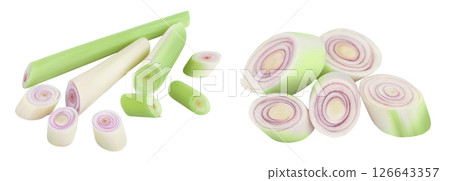 Fresh Lemongrass isolated on white background with full depth of field 126643357