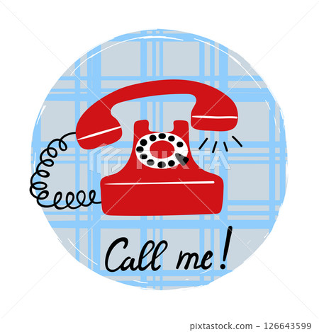 Call me vector illustration with red retro phone 126643599