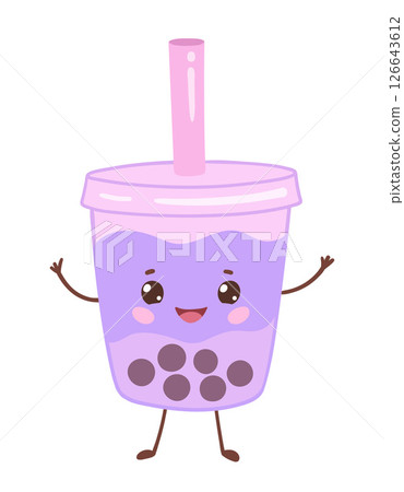 Cute bubble tea cup character 126643612
