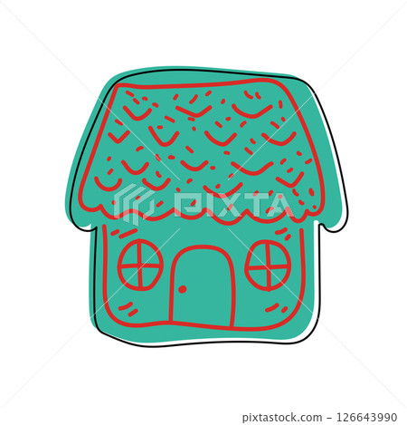 Simple gingerbread house art. Vector 126643990