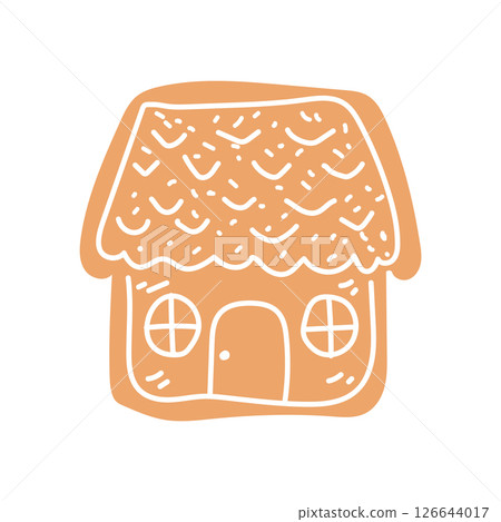 Simple gingerbread house art. Vector 126644017