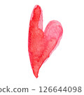 Red and Pink Hand Drawn Watercolor Spots Heart Isolated on White Background 126644098