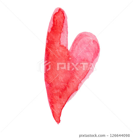 Red and Pink Hand Drawn Watercolor Spots Heart Isolated on White Background Red and Pink Hand Drawn Watercolor Spots Heart Isolated on White Background 126644098