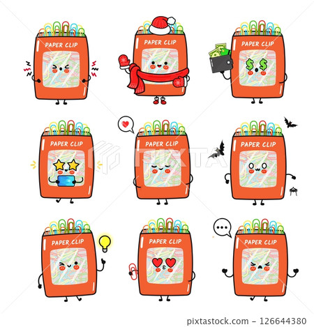 Cute Paper Clip characters with various emotions, perfect for illustrating diverse themes and ideas. Cute Paper Clip characters with various emotions, perfect for illustrating diverse themes and ideas. 126644380