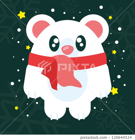 Cute polar bear with scarf. Vector Cute polar bear with scarf. Vector 126644524