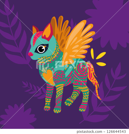 Winged fantasy dog art. Vector Winged fantasy dog art. Vector 126644543