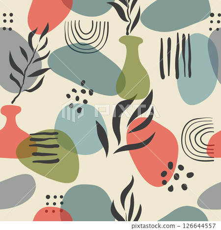 Abstract seamless minimal pattern. Vector floral background Abstract seamless minimal pattern. Vector floral background 126644557