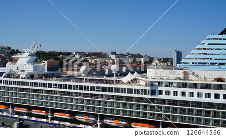 Big cruise ship docked at the cruise terminal at Trieste at Italy 126644586