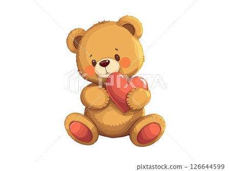 Teddy bear with a heart in its paws. - Stock Illustration [126644599 ...