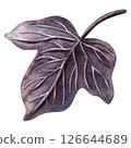 Gothic purple vine ivy leaf. Dark style watercolor isolated illustration on white background. Perfect for Halloween botanical decoration, composition. Ideal for dark night floral design, card, print. 126644689