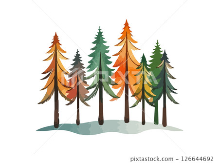 Coniferous forest watercolour vector illustration. Coniferous forest watercolour vector illustration. 126644692