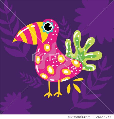 Tropical decorative bird. Vector 126644737