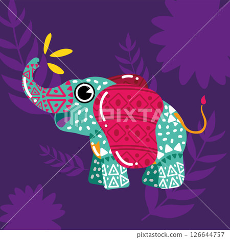 Decorated tribal elephant. Vector Decorated tribal elephant. Vector 126644757