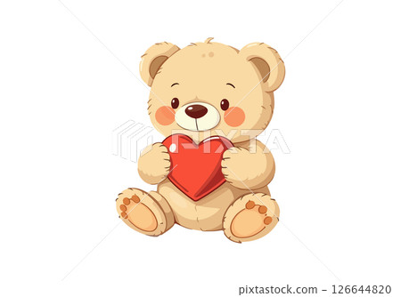 Teddy bear with a heart in its paws. 126644820