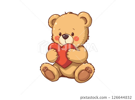 Teddy bear with a heart in its paws. 126644832