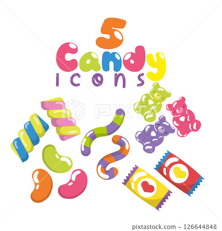 Gummy and jelly icon set. Vector Gummy and jelly icon set. Vector 126644848