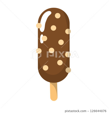 Chocolate popsicle with nuts. Vector Chocolate popsicle with nuts. Vector 126644876