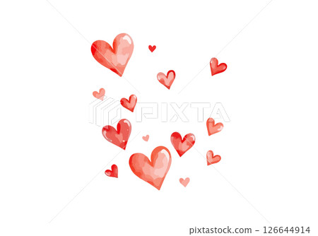 Red watercolor hearts vector illustration. 126644914