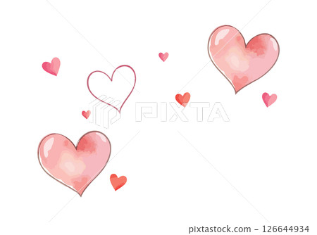 Red watercolor hearts vector illustration. 126644934