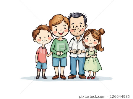 Happy family watercolor vector illustration. 126644985