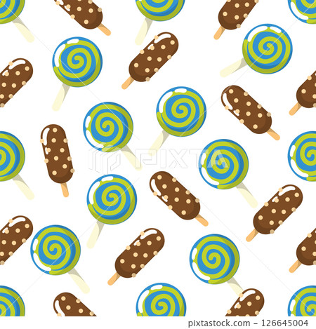 Swirl lollipop and popsicle. Vector Swirl lollipop and popsicle. Vector 126645004