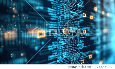 Abstract digital code stream futuristic technology background. 126645029