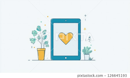 Digital love tablet with heart and plants 126645193