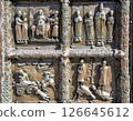 Detail of Magdeburg gates. Bronze temple gates of St. Sophia Cathedral in Novgorod, Russia. Snatched by Novgorodians from Swedish town of SIgtuna in 1187 126645612