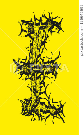 Death-metal letter. Dark initial. Custom lettering. Death-metal letter. Dark initial. Custom lettering. 126645695