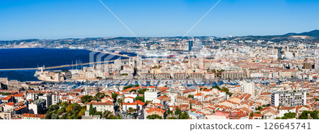 Panoramic View of Old Port and Cityscape of Marseille, France 126645741