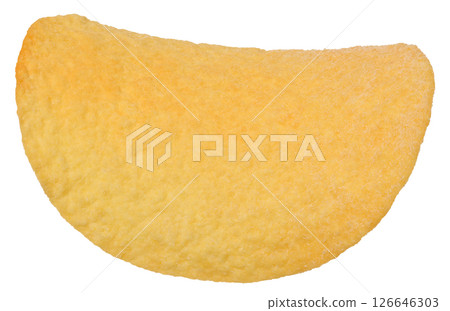 Close up of one saddle shaped potato chip isolated on background. 126646303