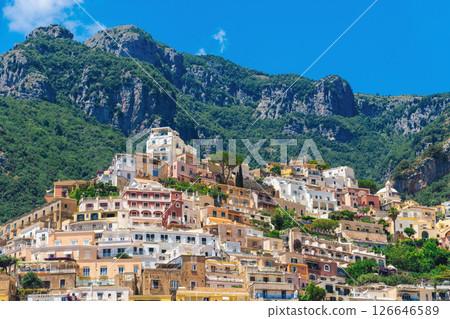 Breathtaking views of Positano along the Amalfi Coast in Italy. 126646589