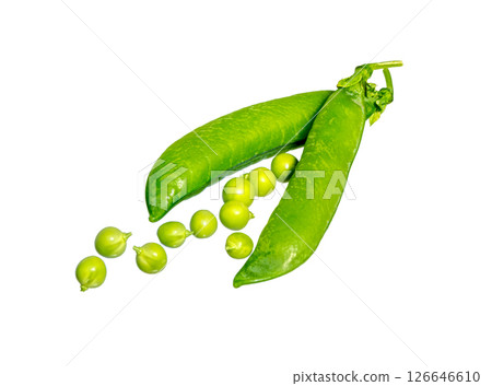 Green pea pod,  green peas,  isolated 126646610