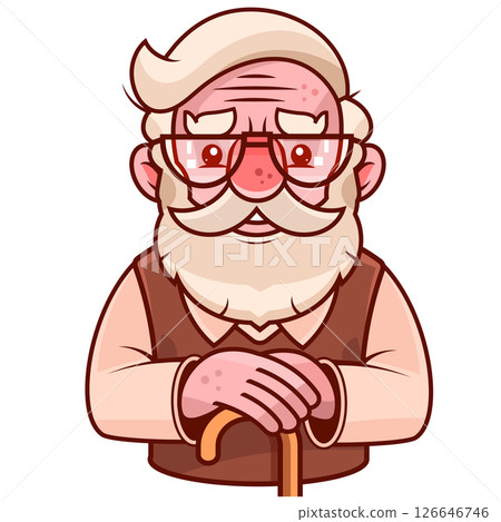 Modern old senior people. Happy elderly men, women in fashion stylish clothes, apparels. Group portrait of trendy aged retired characters. Flat graphic vector illustration isolated 126646746