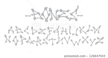 Bones alphabet. Vector set on the white background. 126647043