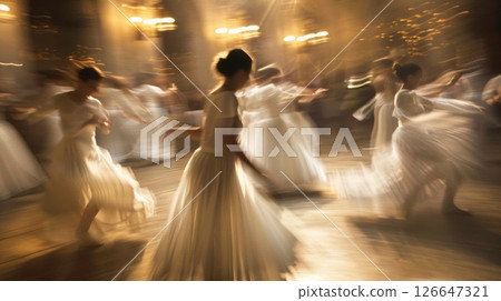 A dreamlike scene of graceful blur and gentle music as the dancers perfect their craft A dreamlike scene of graceful blur and gentle music as the dancers perfect their craft 126647321